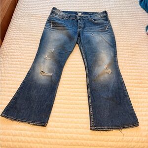 Silver Distressed Blue Women's Jeans